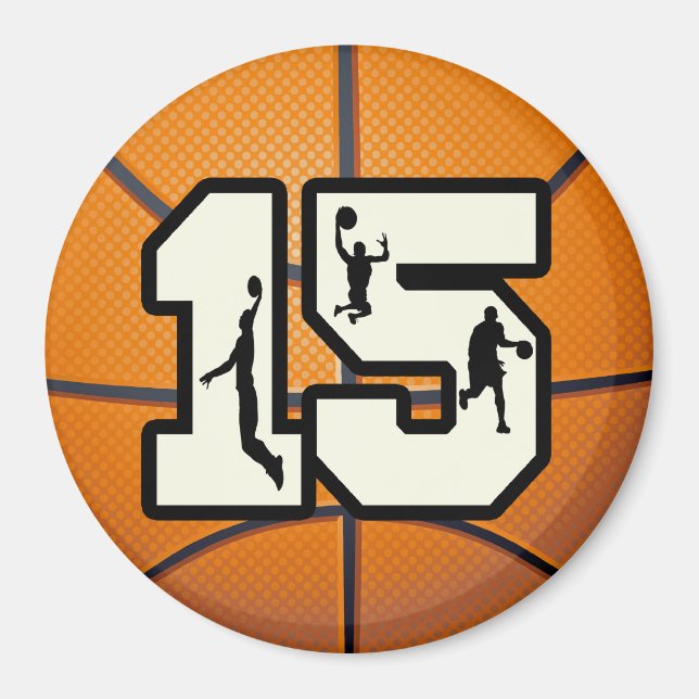 Nummer 15 basketboll och spelare magnet (Framsidan)