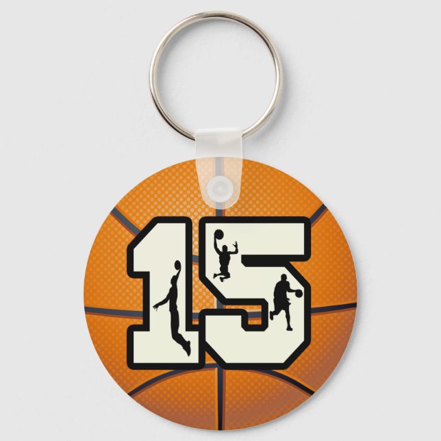Nummer 15 basketboll och spelare nyckelring (Framsida)