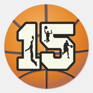 Nummer 15 basketboll och spelare runt klistermärke
