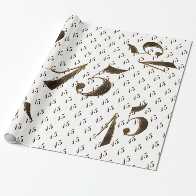 Nummer 15 flickor 15:e Quinceanera Birthday Bröllo Presentpapper (Utrullad)