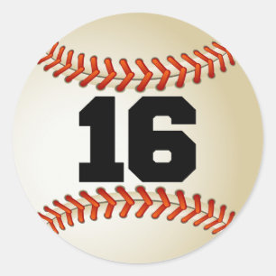 Nummer 16 Baseball Runt Klistermärke