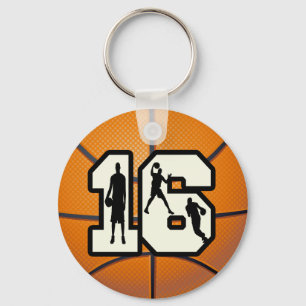 Nummer 16 basketboll och spelare nyckelring