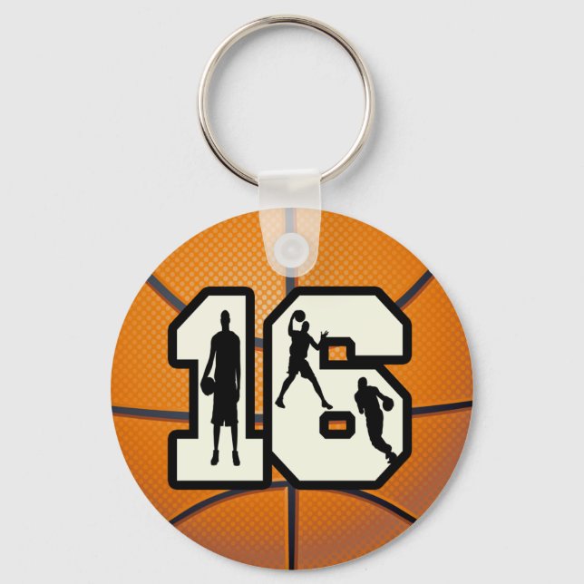 Nummer 16 basketboll och spelare nyckelring (Framsida)