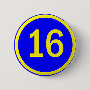 nummer 16 i en cirkel knapp