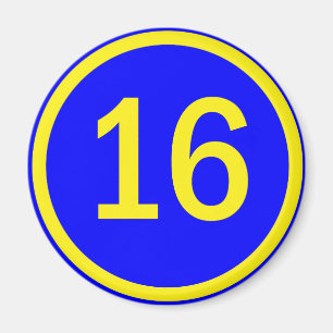 nummer 16 i en cirkel magnet