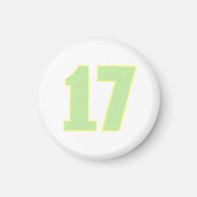 Nummer 17 magnet i kalkgrön och gult (Framsidan)