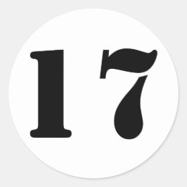 Nummer 17 Sjuttonde vitstencil från Janz Runt Klistermärke