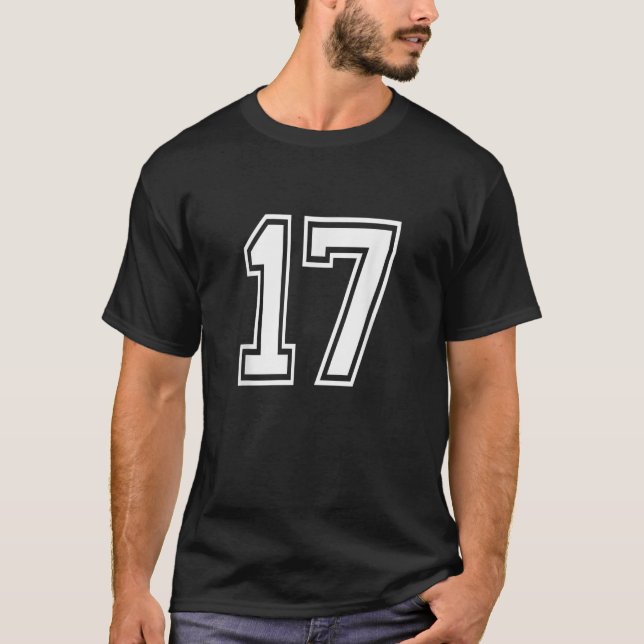 Nummer 17 T Shirt Birthday Varsity Sports Team Jer (Framsida)