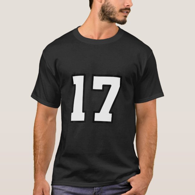 Nummer 17 Varsity Sports Stil T Shirt (Framsida)