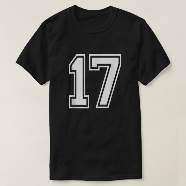 Nummer 17 Varsity Sports Team Jersey 17:e födelsed T Shirt (Design framsida)