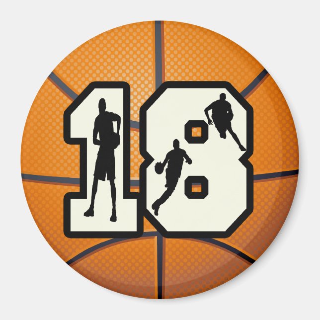 Nummer 18 basketboll magnet (Framsidan)
