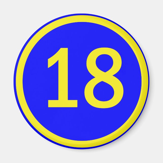 nummer 18 i en cirkel magnet (Framsidan)