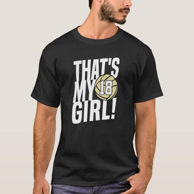 Nummer 18 min flicka 18 Volleyball Mamma D T Shirt (Framsida)