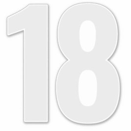 Nummer 18 Silver Grått och Vita plåster Klistermärken
