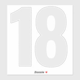 Nummer 18 Silver Grått och Vita plåster Klistermärken