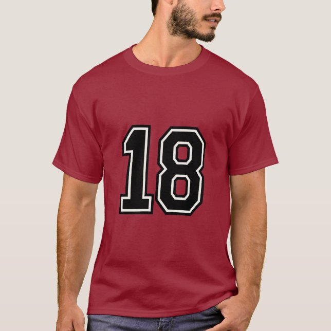 Nummer 18 Varsity Sporttröja | 18-årsdag T Shirt (Framsida)