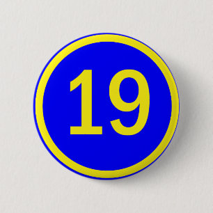 nummer 19 i en cirkel knapp