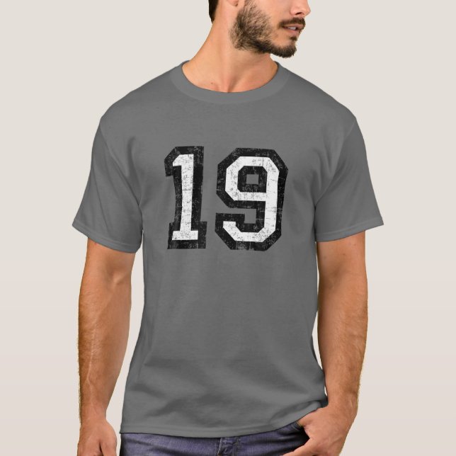 Nummer 19 (svart Vintage) T Shirt (Framsida)