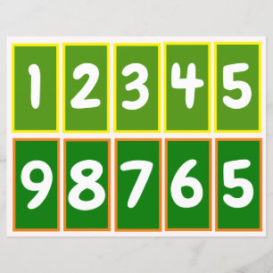 Nummer 1-9 till Practice Par of Tens (Grönt)
