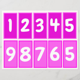 Nummer 1-9 till Practice Par of Tens (Rosa)