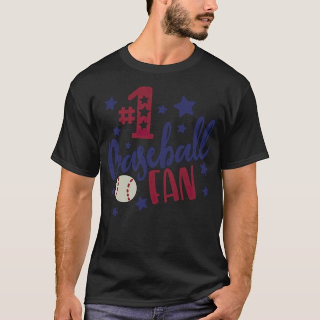Nummer 1 baseball fläkt baseball ord t shirt (Framsida)