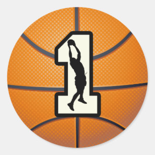 Nummer 1 basket och spelare runt klistermärke