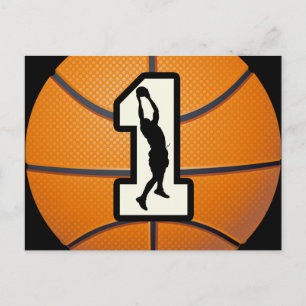 Nummer 1 basket och spelare vykort