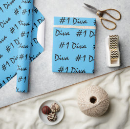 Nummer 1 Diva Light Blue Wrapping Papper Presentpapper