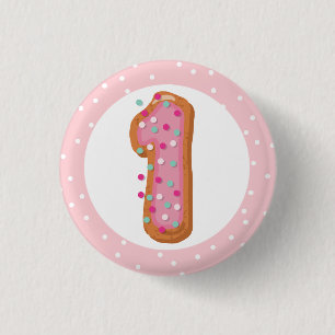 Nummer 1 En Rosa Glassdonuts Baby Första Födelseda Knapp