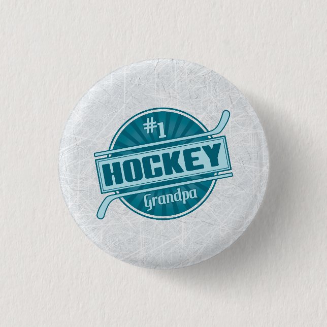 Nummer 1 Hockey Grandpa-knapp Knapp (Framsida)