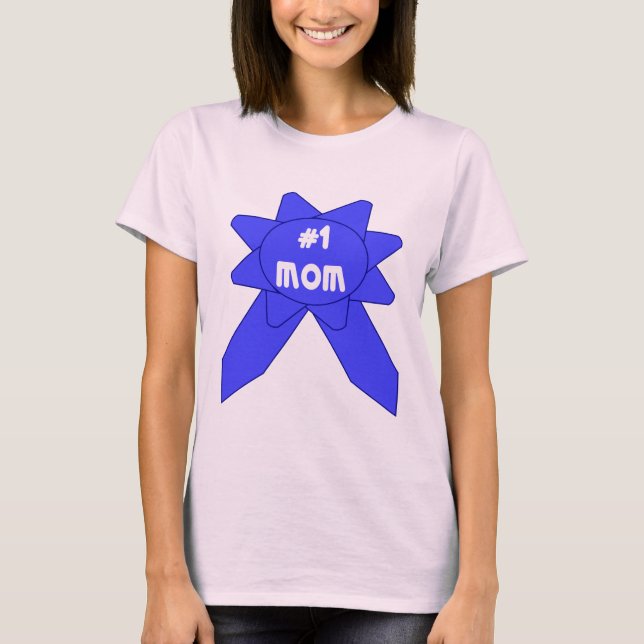 Nummer 1 Mamma Blått Band T Shirt (Framsida)