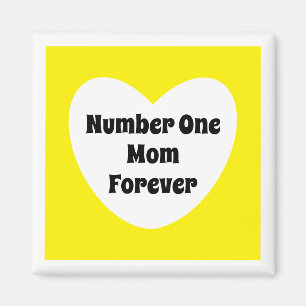 Nummer 1 Mamma Cute Gult White Heart Magnet