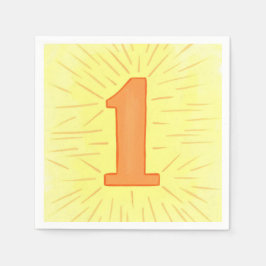 Nummer 1 Orange Gult födelsedag Napkins Pappersservett