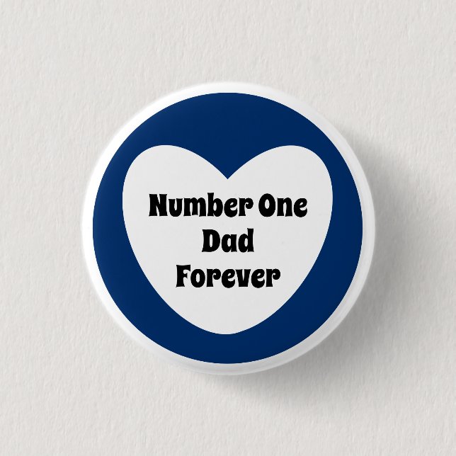 Nummer 1 Pappa Cute Navy Blue White Heart Knapp (Framsida)