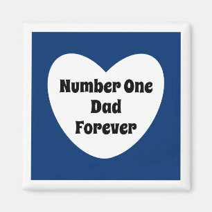 Nummer 1 Pappa Cute Navy Blue White Heart Magnet