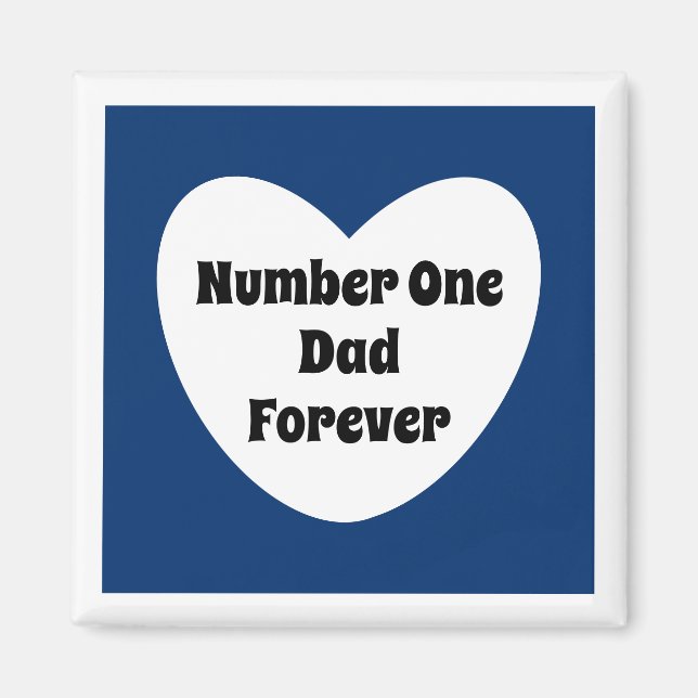 Nummer 1 Pappa Cute Navy Blue White Heart Magnet (Framsidan)