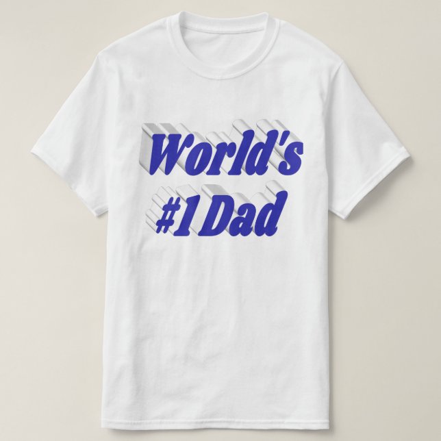 Nummer 1 Pappa Fars dag blå text T-Shirt (Design framsida)