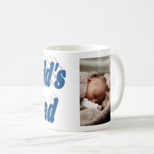 Nummer 1 Pappa Fars dag, fotohavblått text Kaffemugg