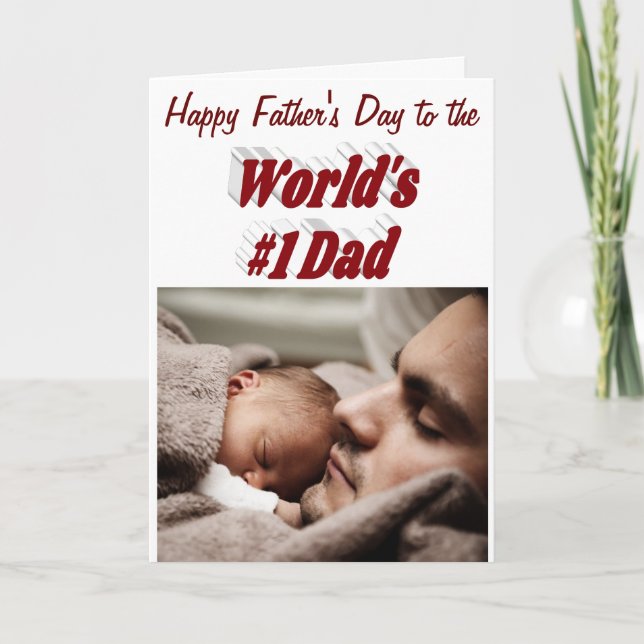 Nummer 1 Pappa-fotoburgundakort för Fars dag Kort (Framsida)