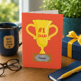 Nummer 1 Pappa Guld Trofé Kort
