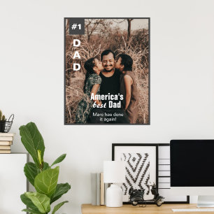 Nummer 1 Pappa Lägg till bild Roligt Magasinomslag Poster