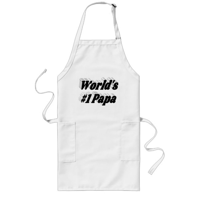 Nummer 1 Pappa med svart text Long Apron Långt Förkläde (Framsidan)