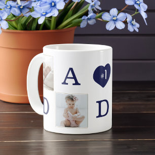 Nummer 1 Pappa, pappa Photo Collage Guld Ram Kaffemugg