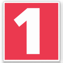 Nummer 1 röd och vit etikett