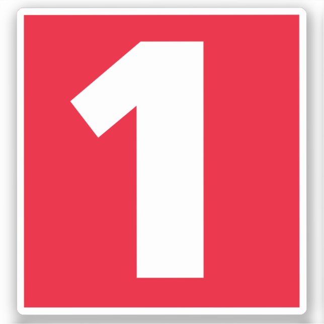 Nummer 1 röd och vit etikett (Framsida)