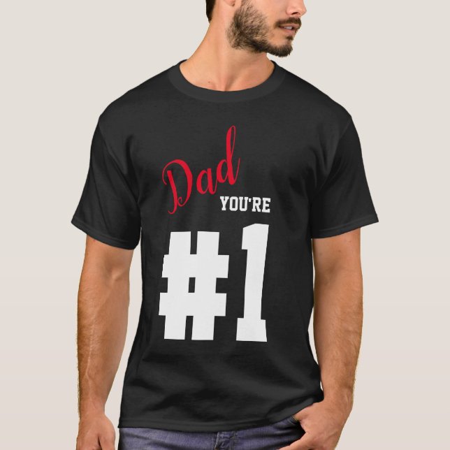 Nummer 1 Svarta Fars dag-Pappa T Shirt (Framsida)