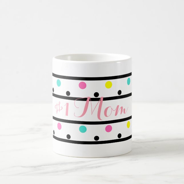 Nummer 1 Svarta Polka dots Mamma Kaffemugg (Center)