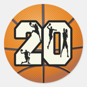 Nummer 20 basket runt klistermärke