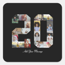 Nummer 20 Fotokollage Fyrkantigt Klistermärke