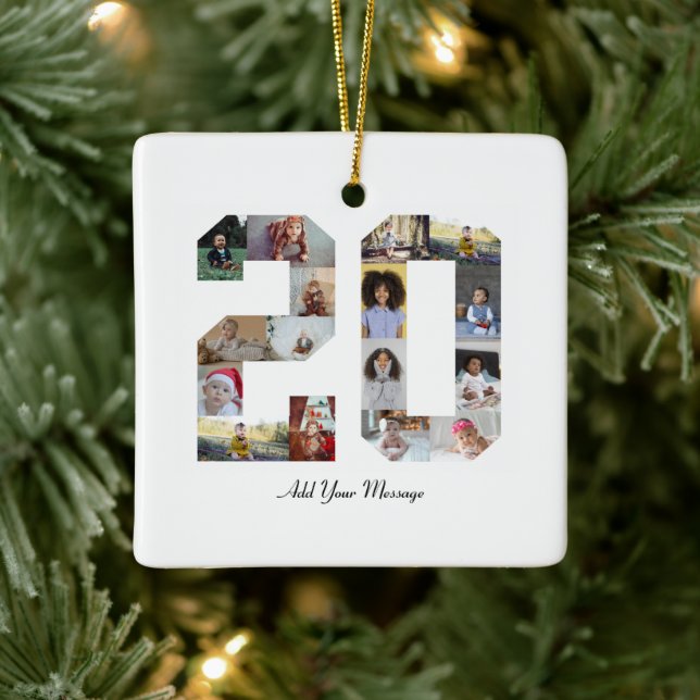 Nummer 20 Fotokollage Julgransprydnad Keramik (Träd)